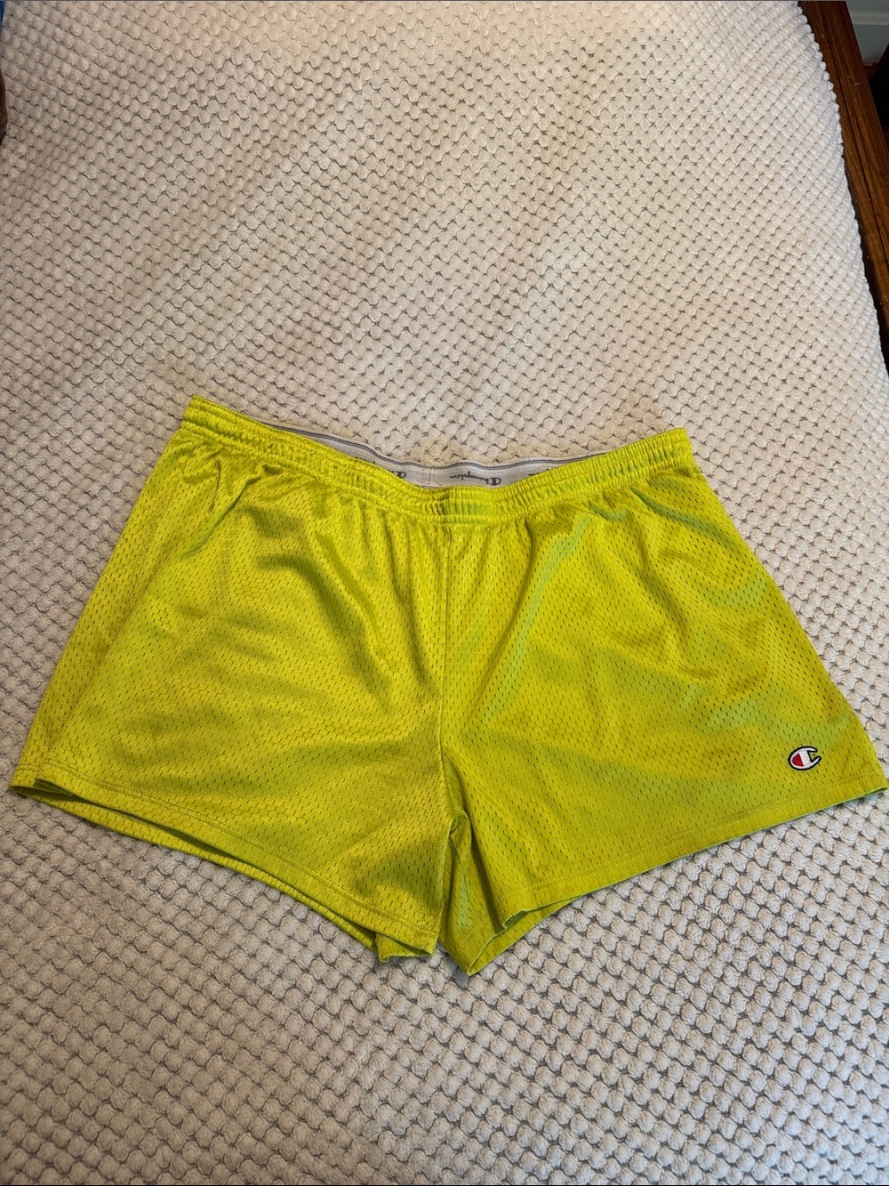 Champion Women's Neon Yellow Mesh Athletic Shorts